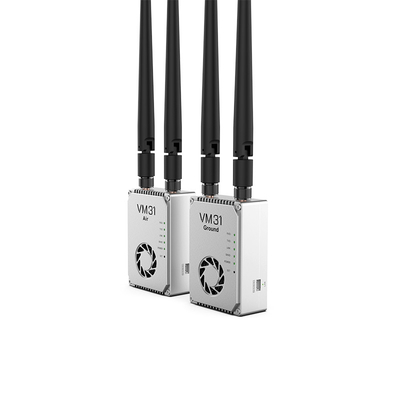 VM31 Video&amp;Data&amp;RC enlace tiene dos frecuencias opcionales ((800MHz、1.4GHz) con un rango de transmisión de 15 km (aire a tierra).